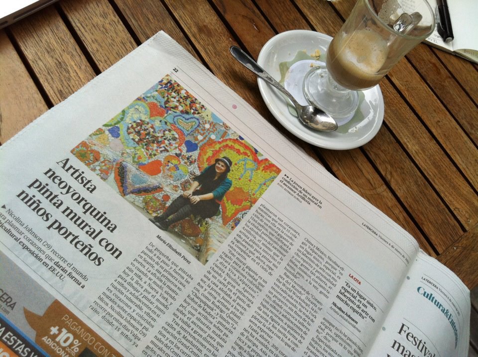 Nicolina Tyler — Hearts of the World Featured in La Tercera, Valparaiso